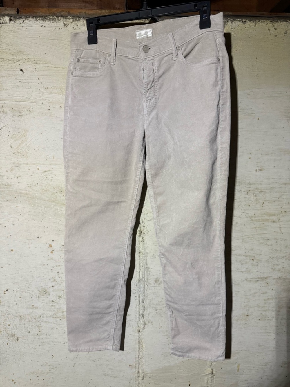 Mother The Dropout Womens 26 Cream Beige Ankle Fray Corduroy Skinny Stretch